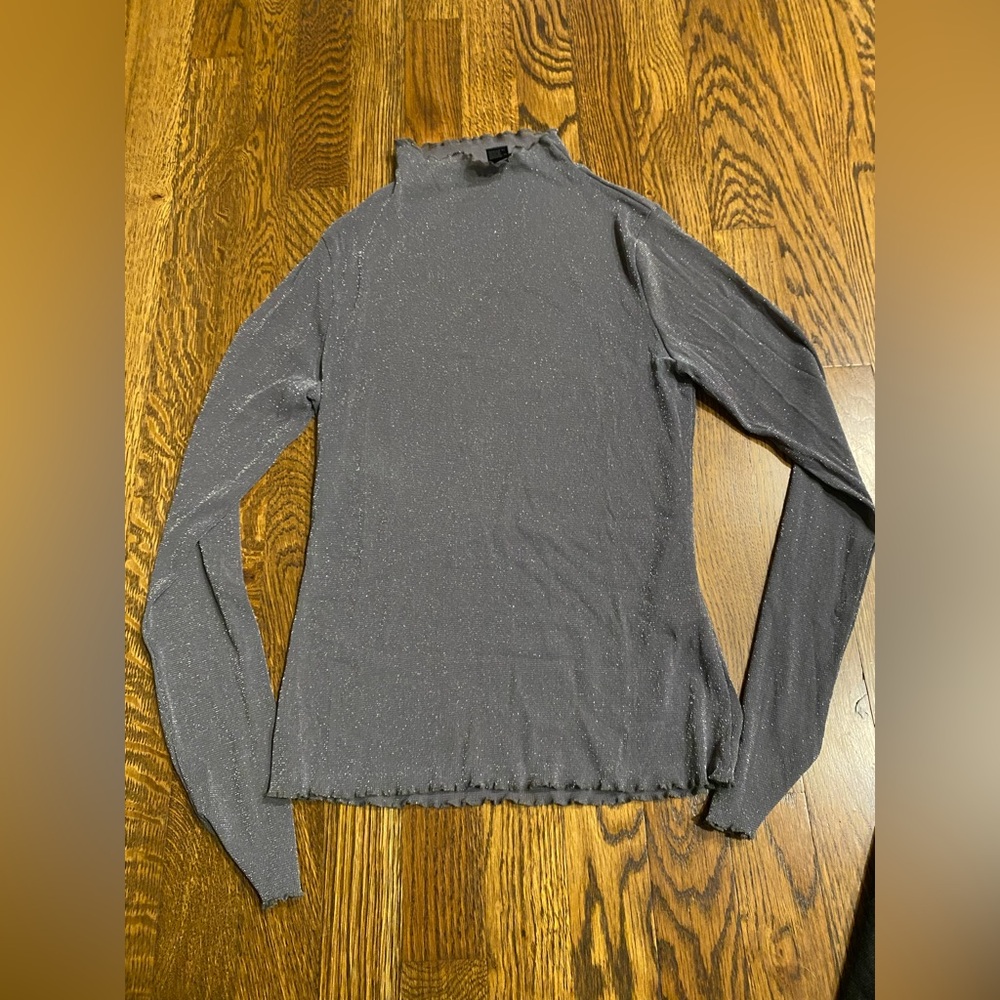 Elegant Sparkly Turtleneck Gray Women's Top